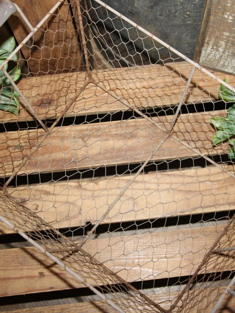 Large Grungy Rustic Weathered Aged Farmhouse Chicken Wire Basket